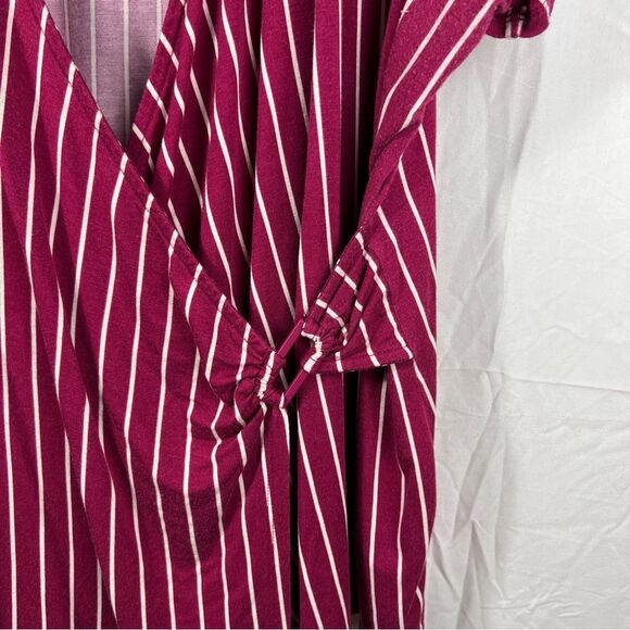 Lane Bryant Striped Wrap Burgundy Top 0164 - Picture 7 of 11